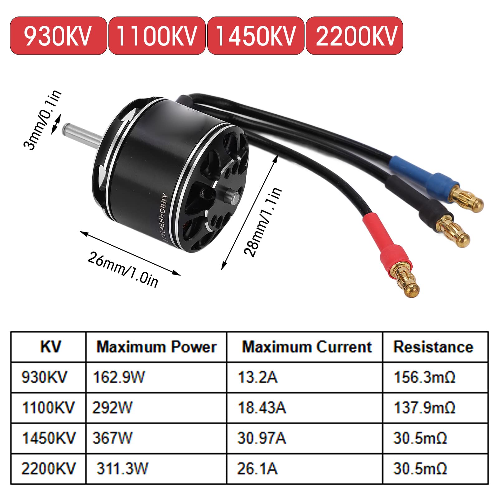 EVTSCAN D2826EVO 2826 RC 3mm Moteur Brushless pour UAV Avions Multicopter RC Avion Hélicoptère(930KV