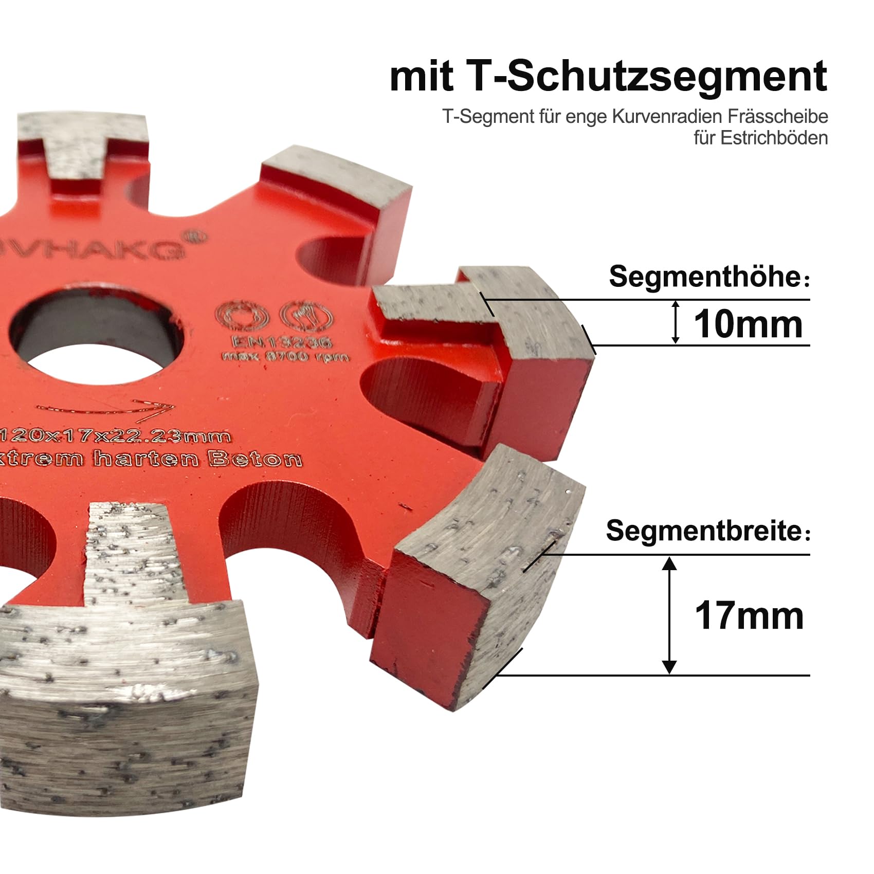 Disque De Fraisage Diamanté 120 Mm, 17 Mm, 8 Segments Pour