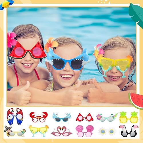 Miniatura 5 de Macarrie 48 piezas hawaianas Luau suministros para fiestas hawaianas Leis collares pulseras tropicales Luau fiesta gafas divertidas flores hawaianas