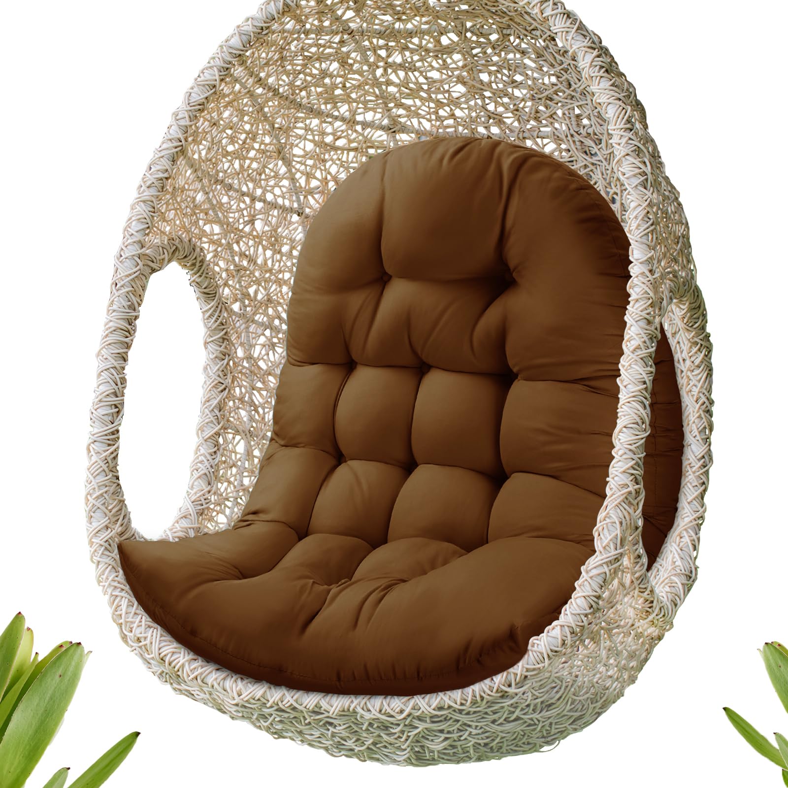 MQK Thick Egg Chair Cushion Replacement, Button Tufted Outdoor Swing Chair Cushion with High Elasticity PP Cotton and Skin-Friendly Fabric, Hanging
