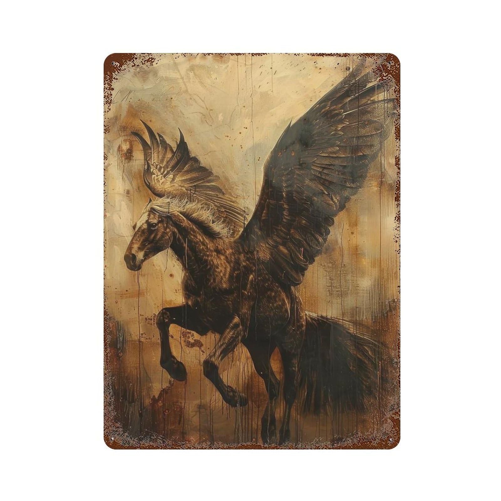 Ethereal Pegasus Vintage Rust Metal Sign 15.7"x11.8", for Pub, Kitchen And Man Cave Decor, Rustic Home Decor