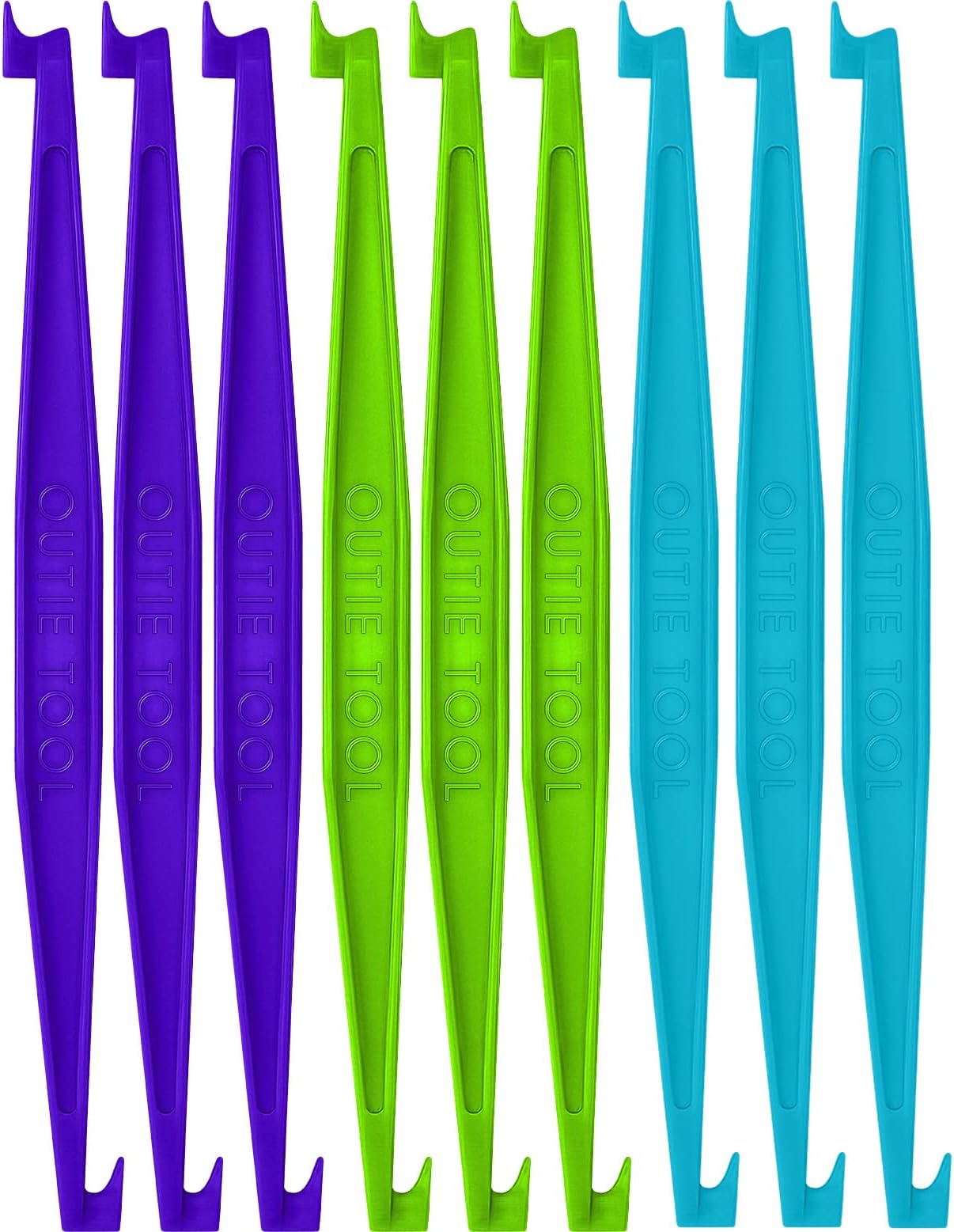 Outie Tool | Clear Aligner Invisible Braces Removal Tool | Patented Design | 60 count Bulk Sky Blue/Pacific/Neon Green