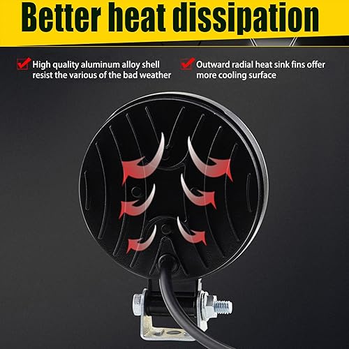 Miniatura 5 de Luces LED de trabajo para camión MUVKQC 10 cápsulas de luz redondas de 4.5 pulgadas de 12-24 V Spot FloodOff-Road Barras de luz LED aptas para