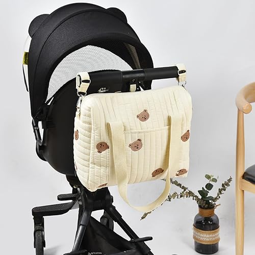 Miniatura 4 de Bolsa de pañales para bebé, bolsa de almacenamiento para cochecitos, organizador de pañales para bebés, bolsas para mamá, bolsa bordada
