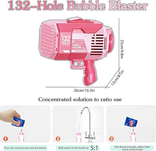Miniatura 3 de SVNVIOZ TIK-Tok - Pistola Mahine de burbujas, 132 agujeros con luz fría, juego de bazuca de burbujas TIK-Tok para verano al aire libre, cumpleaños,