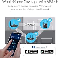 Vista 6 de ASUS RT-AX55 AX1800 Dual Band WiFi 6 Gigabit Router, 802.11ax, Lifetime Internet Security, Parental Control, Mesh WiFi Support, MU-MIMO, OFDMA, 4