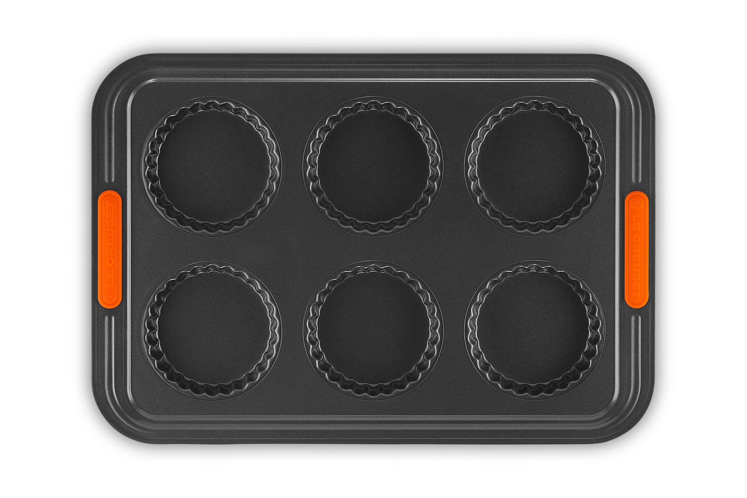 Le Creuset Antihaft Tarteform, Für 6 Stück, Sauerteigbeständig, Aus Karbonstahl gefertigt, Anthrazit/Orange, 94102939000000