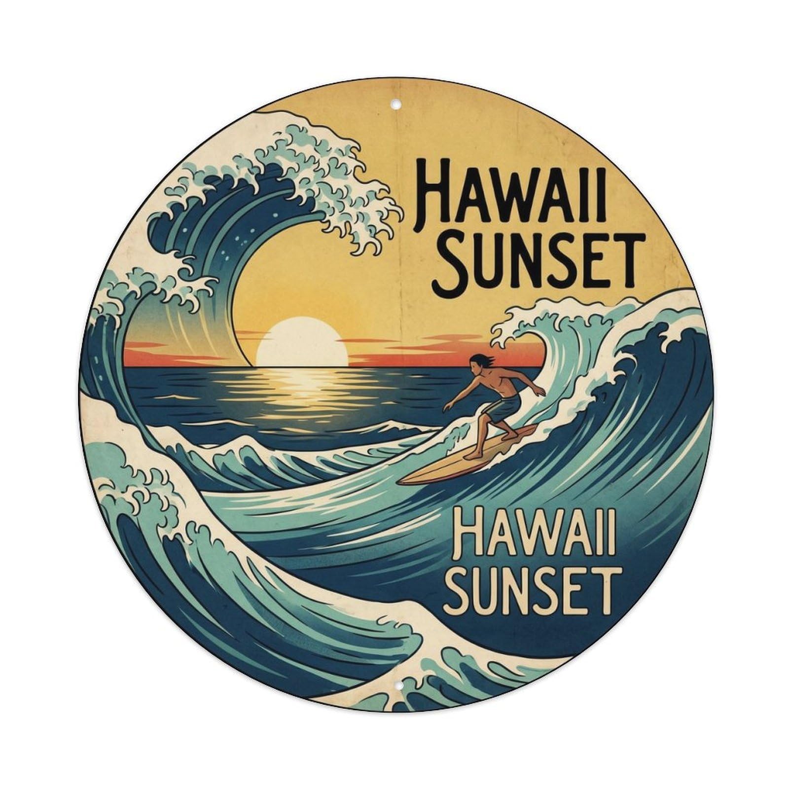 Surf Hawaii Beach Resort Break Big Wave Ocean Metal Tin Sign