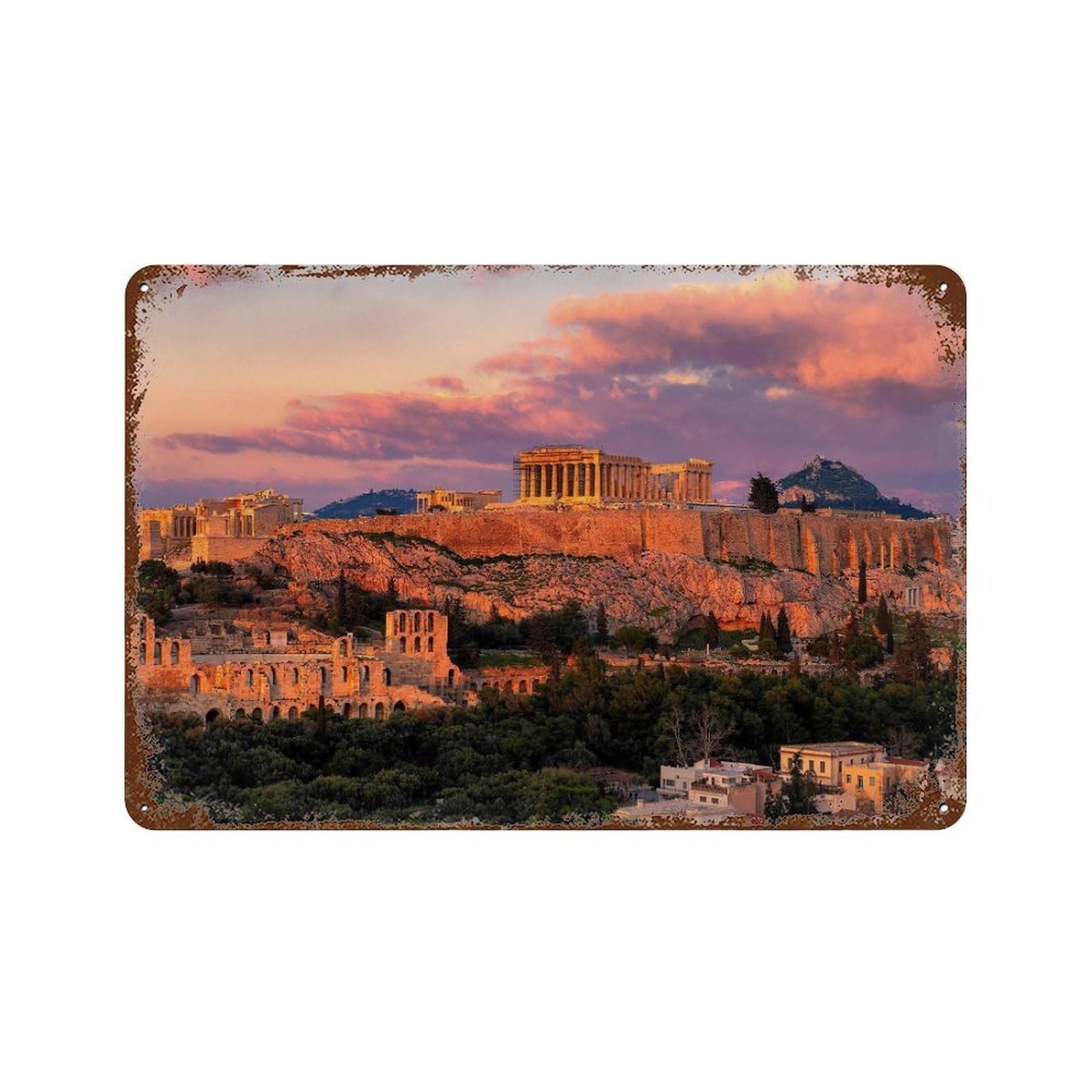 xiaoxiaoshen Real Photo Athens Decor Greece Europe Wall Decor Art Metal Tin Poster Modern Home Decor Art Home Bar Shop Decorations Vintage Sign 20x30cm