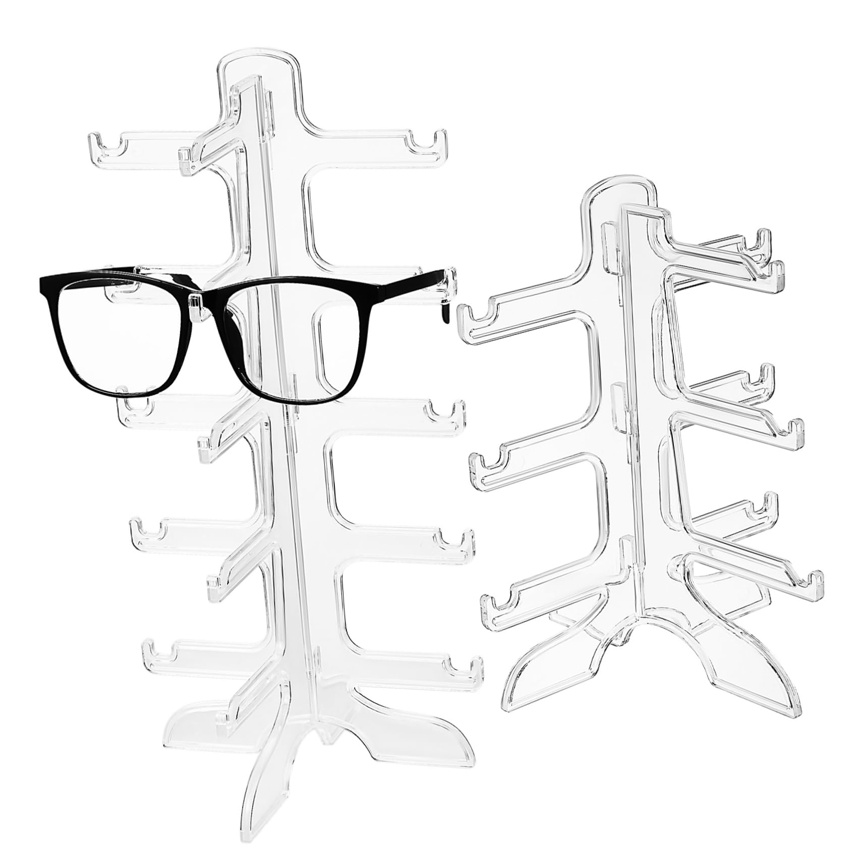 JECOMPRIS 2 Pcs Acrylic tray glass stand sunglass holder plastic Organizer nearsighted glasses Sunglasses Stand glasses frames glass shelf display tray for glasses Storage Box