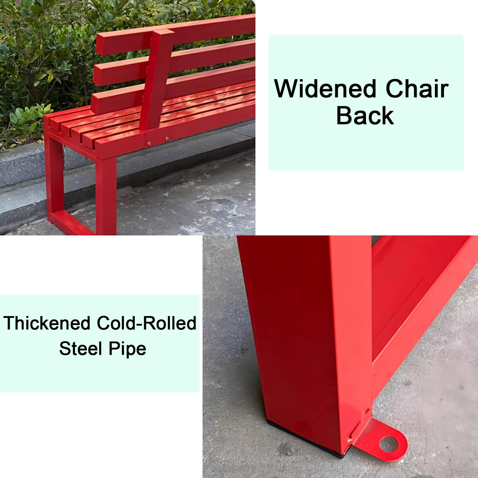 Banc de Jardin en Acier avec Dossier, Banc Exterieur, Fixation Au Sol pour Porche, Jardin Ou Parc, DuréE de Vie de 30 Ans(Black,150x40x45cm/59x16x18in)