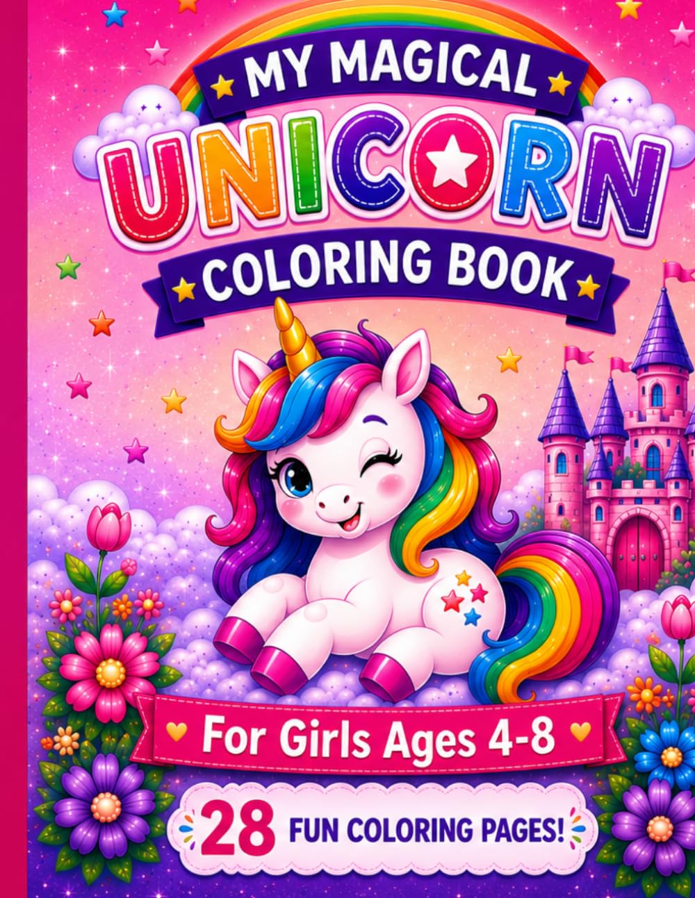 Welcome to My Unicorn Coloring Book: Magical Unicorn Coloring Book for Kids Ages 4-8 | Cute Unicorns, Rainbows, Castles, Positive Quotes & Fun Coloring Pages