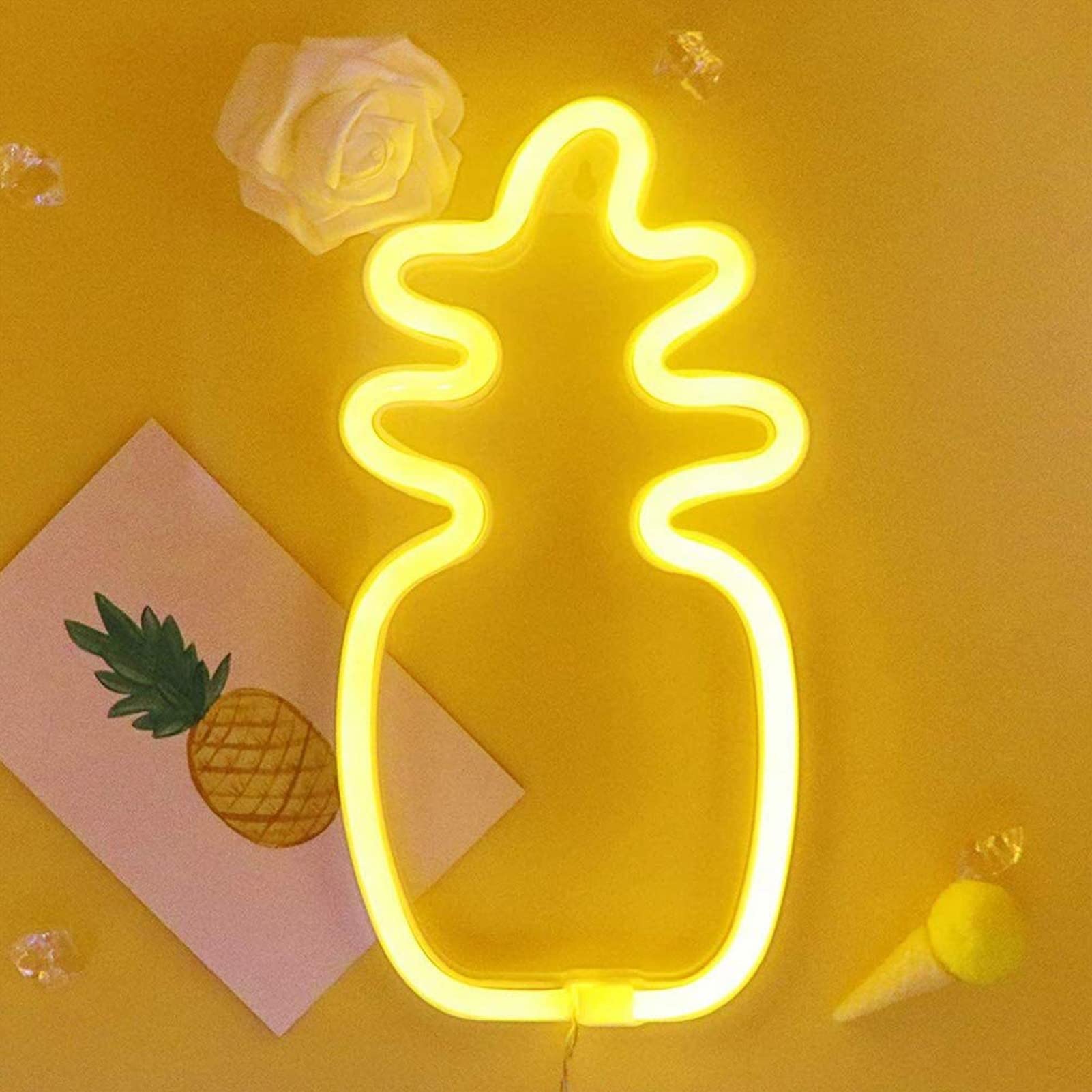 Insegna al neon con ananas LED Insegna al neon con base di