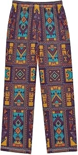 Tribal Style Geometric Block Pattern Boys Pajama Pants with Pockets