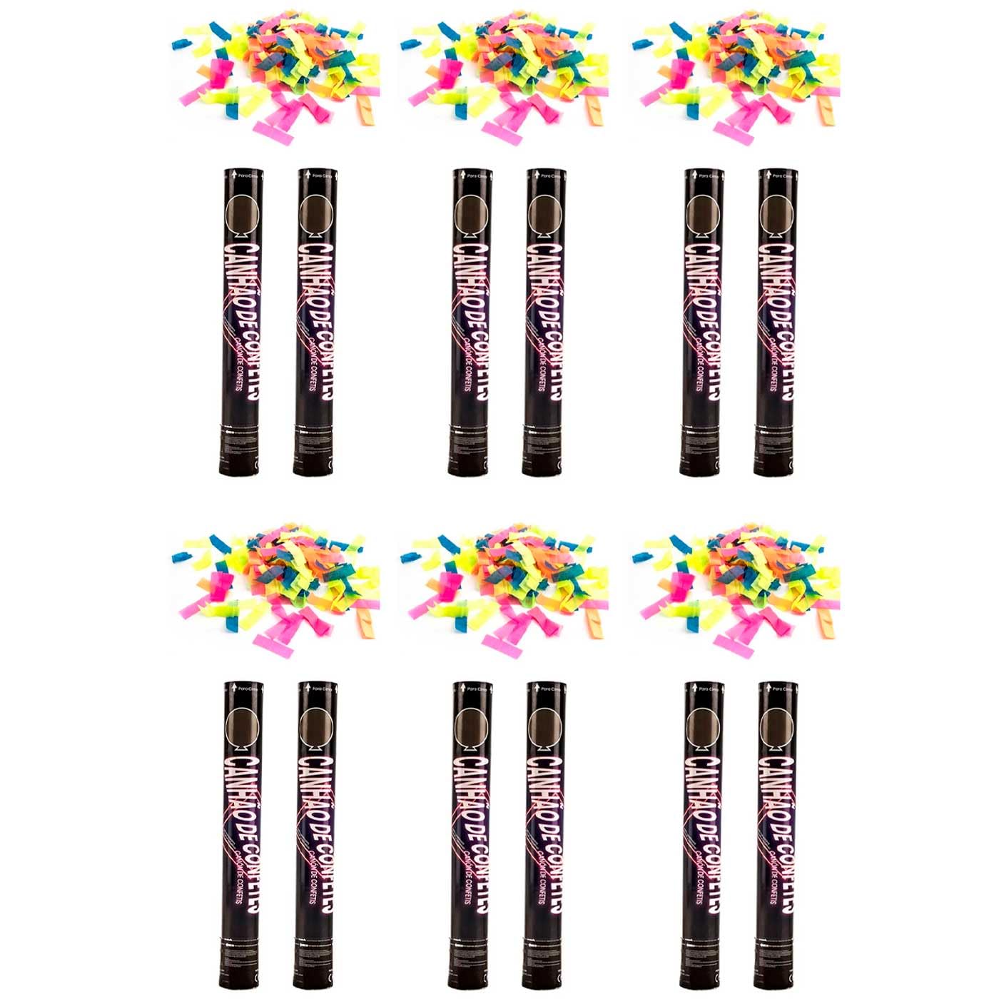 Tradineur - Pack de 12 cañones de Confeti de Aire comprimido, Popper, Cracker de Confetti, cumpleaños, Bodas, Fiestas, Celebraciones (Fluorescente - 40 cm)