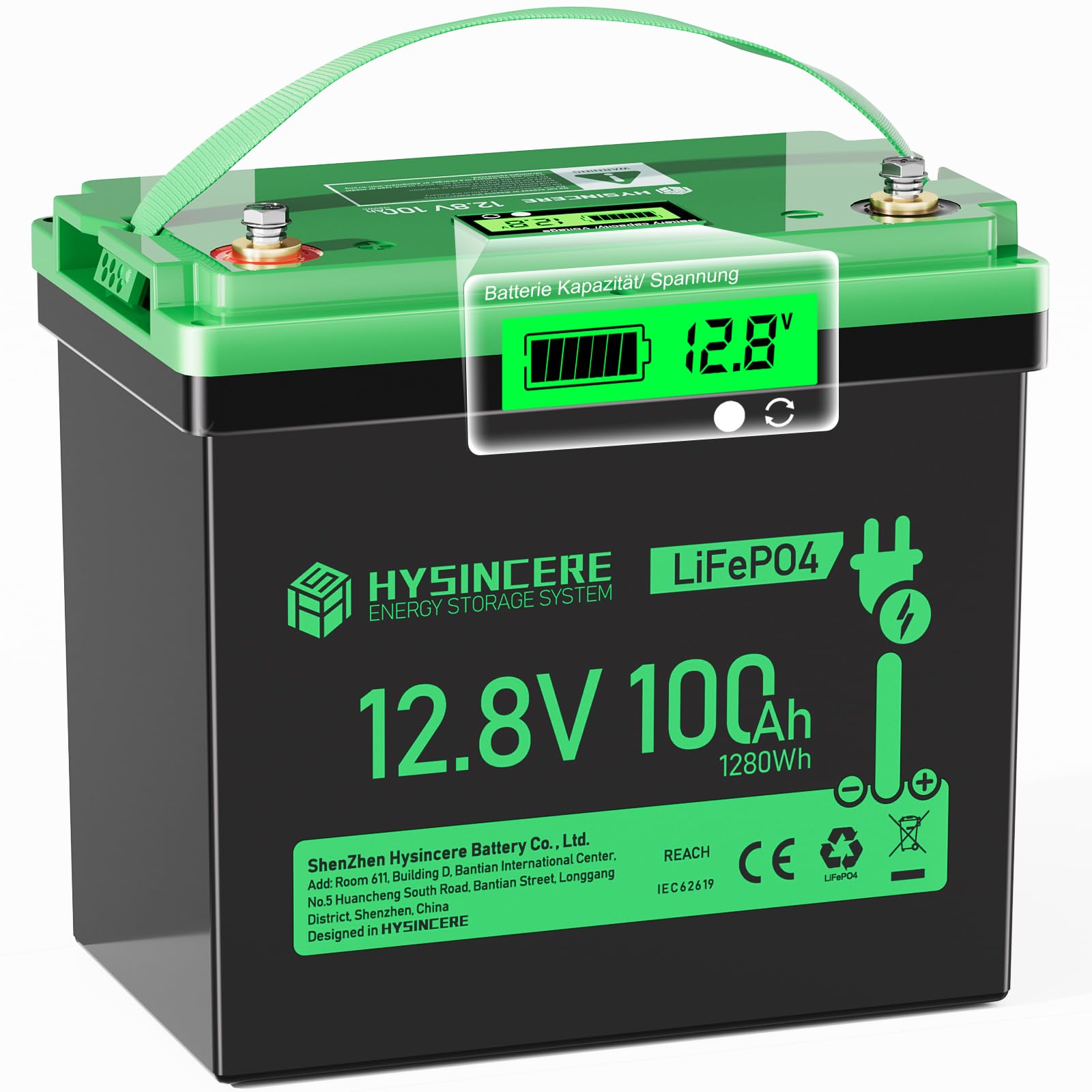 HYSINCERE 12V 100Ah LiFePO4 LED MINI