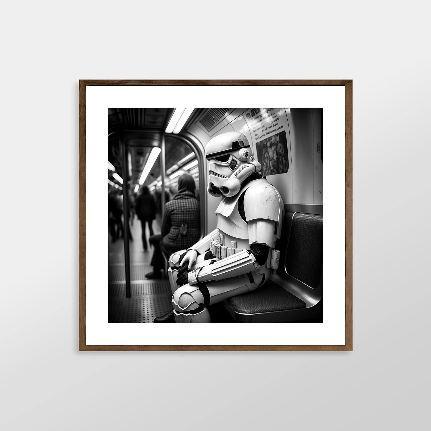 Stormtrooper on Subway Art Print for Wall Decor - Premium Giclee for Home Decor - Aesthetic Modern Wall Art Poster Painting Style Wall Artwork Decoration for Living Room, Ready to Frame