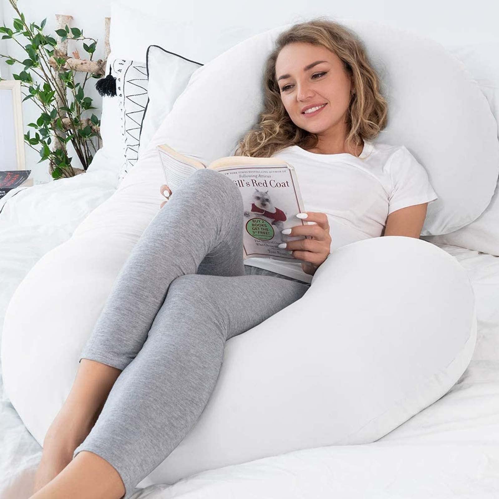 Poduszka ciążowa w kształcie litery C, poduszka ciążowa na całe ciało, 134,6 cm, ze zdejmowaną aksamitną poszewką