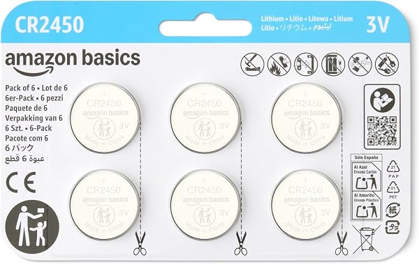 Amazon Basics 6-Pack CR2450 Lithium Coin Cell Battery, 3 Volt, Long Lasting Power, Mercury-Free, Child-Safe Package (Use Scissors to Open) - 1