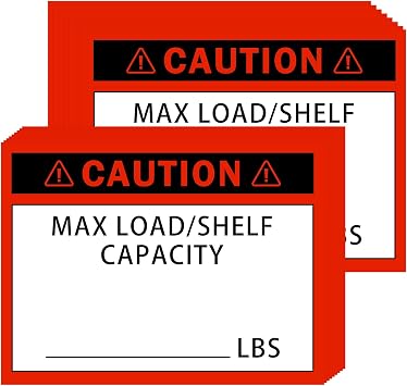 Pallet Rack Capacity Labels 3x4-Inch Caution MAX Load/Shelf LBS Warning Stickers - 50 Pcs/Pack Industrial Strength Sticker for Warehouse Safety red