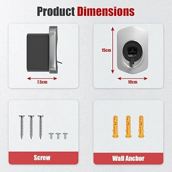 Tesla Charger Holder, Car Tesla Charging Cable Organizer | Nozzle-Holster Dock| Wall Mount| Screws| NACS| White| Electric Vehicle Holder & Wallbox Accessories for Tesla Owners