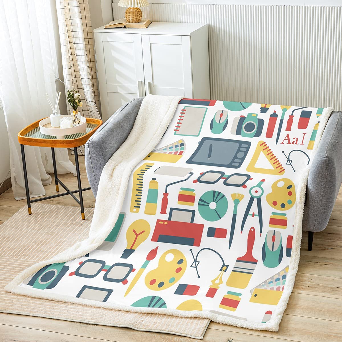 Couverture sherpa sciences pour lit d'enfant et chambre d'étudiant