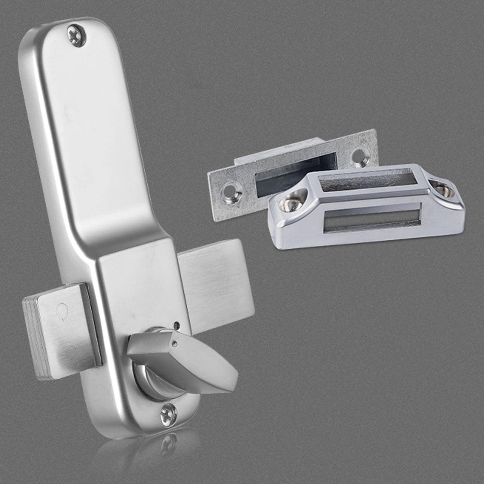 Mechanisches Türschloss Keyless Zugang Doppelgriff Passwort Code Schloss Zinklegierung Push Button Schloss für Zaun Eingangstür Innentür, Silber