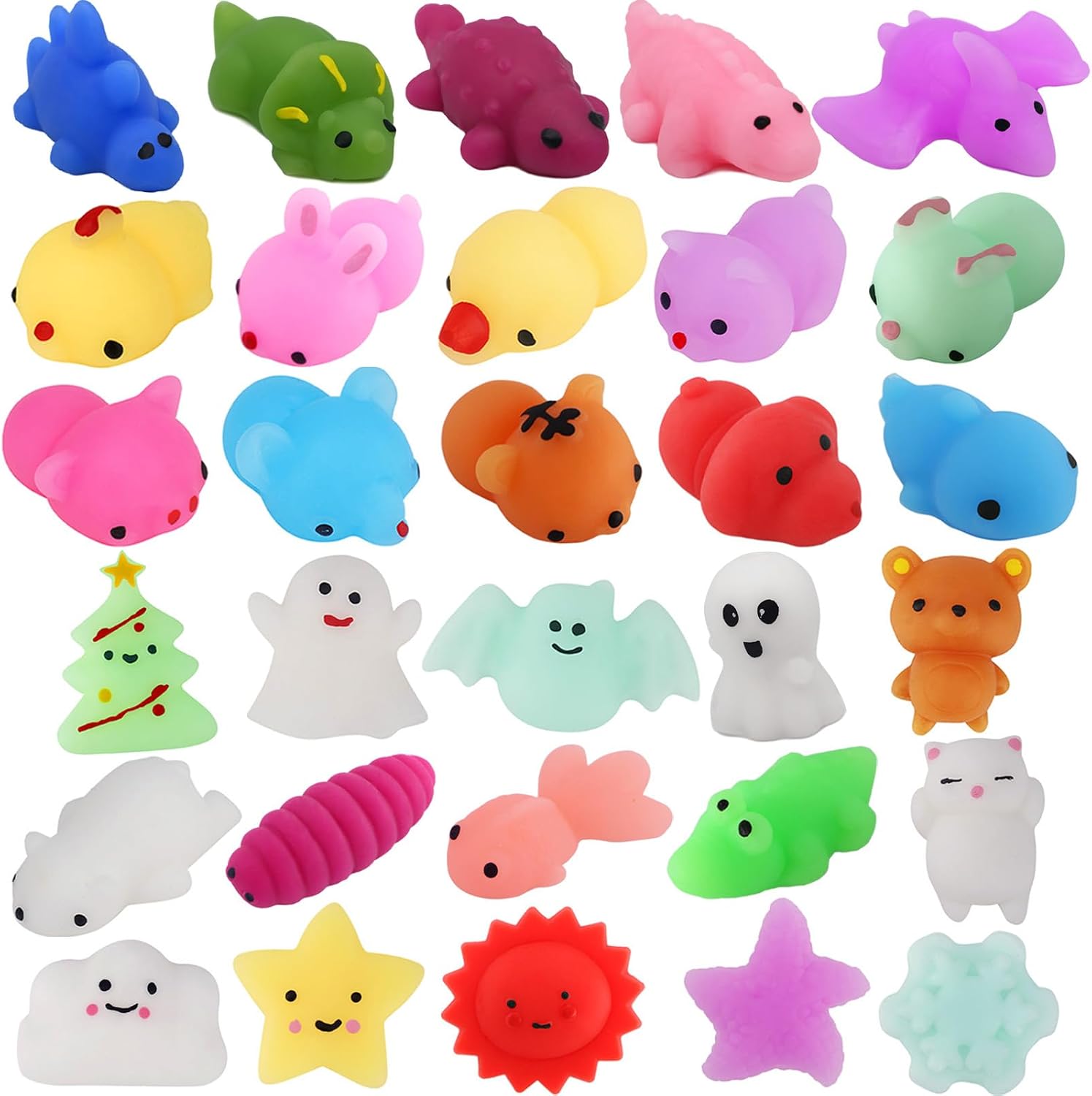 Resumplan Mochi Squishy Toys, 30 PCS Party Favors for Kids,Kawaii Squishies Stress Reliever Anxiety Toys, for Birthday, Halloween, Easter, Christmas,Classroom Prizes and Any Party Favor Sets