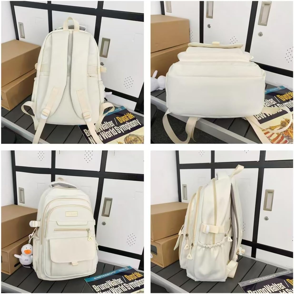Student Backpack for Teen Girls Boys Preppy Elementary Middle School College Bookbags Cute Aesthetic Trendy Daypack (White)