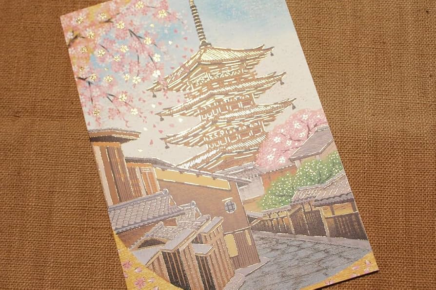 歴史的風景カード10枚とビューワー Amazon | クリスマスカード 和風 「五重塔桜景色」 c200-421 （5