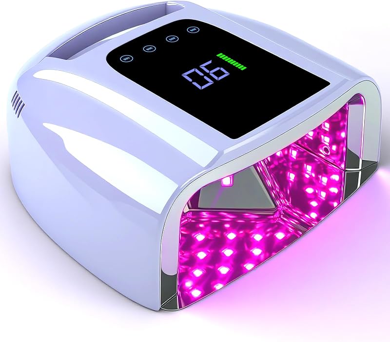 U V Lights for Nails, LED Nail Lamp for Gel Polish, Nail Dryer | 96W, Fast Curing, 42 Beads, Auto and 4 Timer Setting Sensor, Rechargeable and Long-lasting, LCD Display, for Home Nail Salon