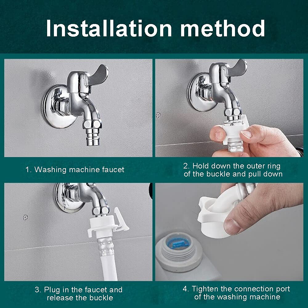 Elastyczne złącza kranowe, Wąż doprowadzający wodę do pralki, gwint 1/2” 3/4”, kolano 90 stopni, PVC, biały, 1,5-5 m(5M)