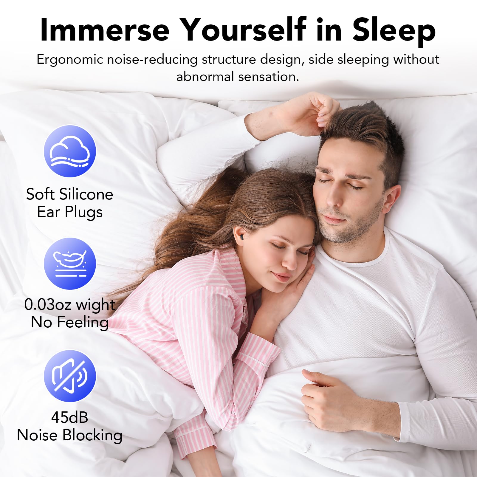 Ear Plugs for Sleeping Noise Cancelling 45dB, Reusable Silicone Earplugs with 8 Eartips and Travel Case, Soft Comfort Hearing Protection for Concerts, Snoring, Travel, Study (Black) - 5