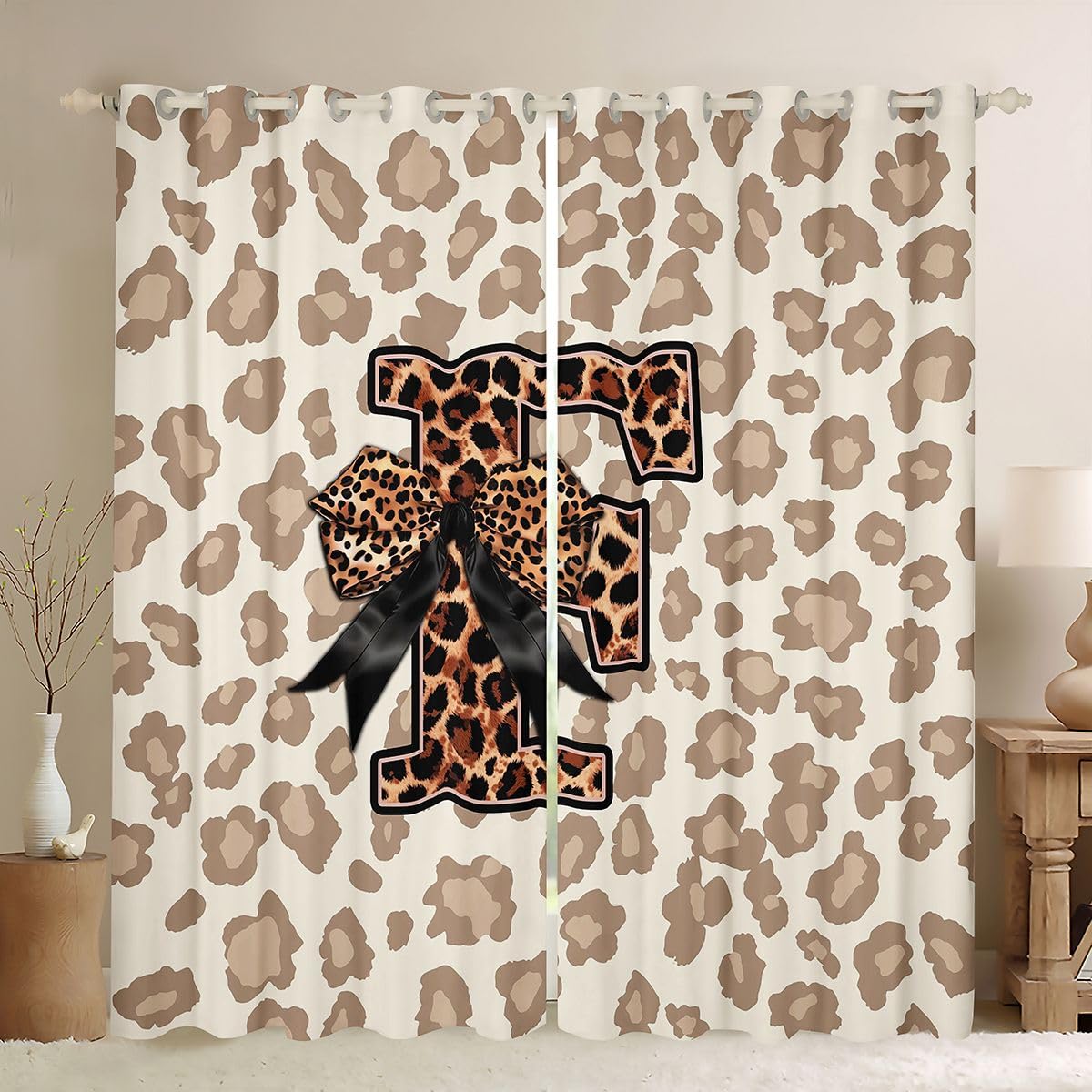 Rideau occultant guépard 140x260 rideau nœud papillon imprimé léopard voilage fenetre safari
