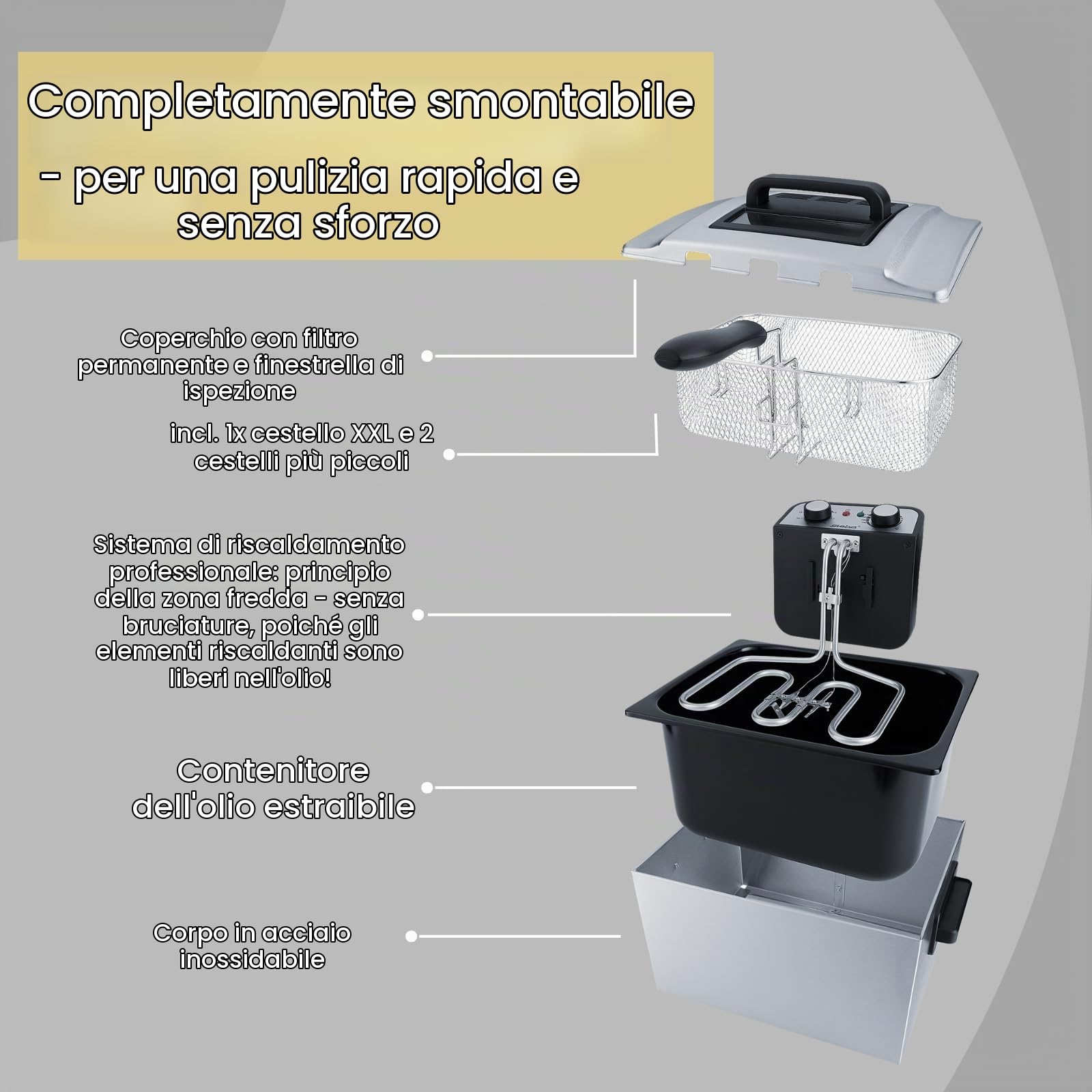 Steba DF 300 Singolo Indipendente 5L 3000W Grigio