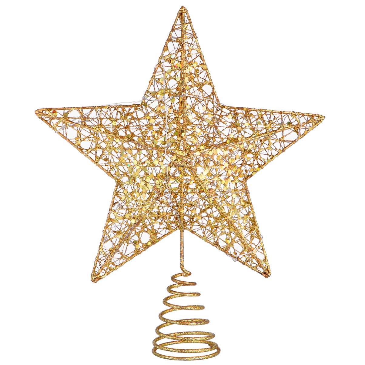STOBOK Albero di Natale Topper Stella Ornamenti degli Alberi Decorazione luci Calde 10 Pollici
