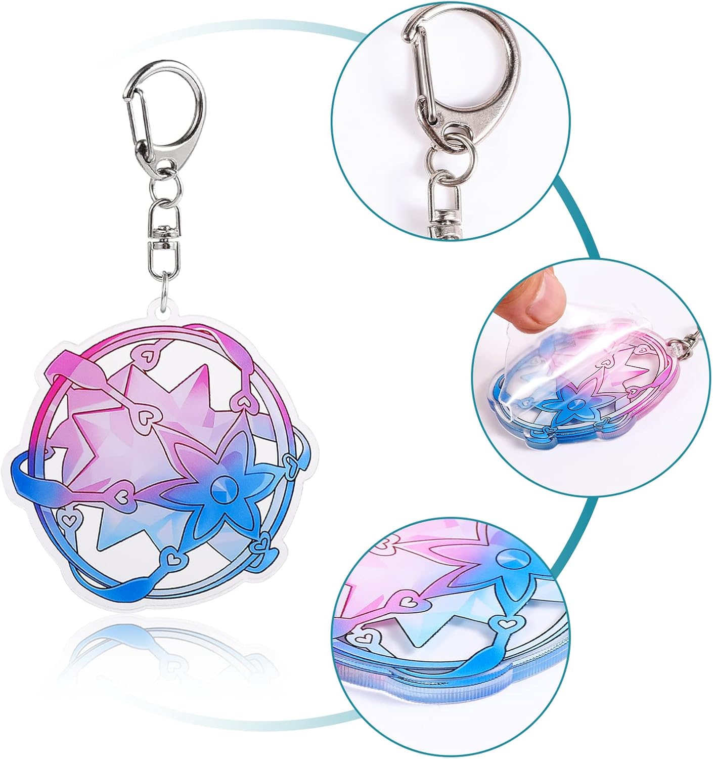 Vista 3 de Genshin Impact Keychain 7pcs, Animne Keyring
