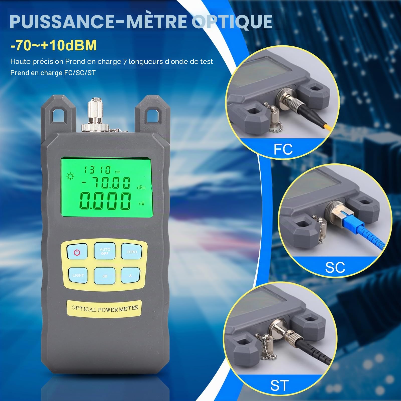 Kit Outils Fibre Optique FTTH, 15 en 1 Cable Fibre Outils Et Testeurs avec PhotomèTre Fibre Optique Puissance-MèTre Optique, Localisateur Visuel De DéFauts, Cliveuse Fc-6s Et Dénudeur