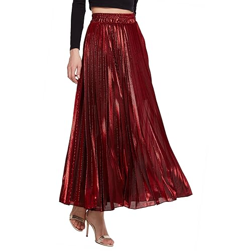 red pleated skirt amazon