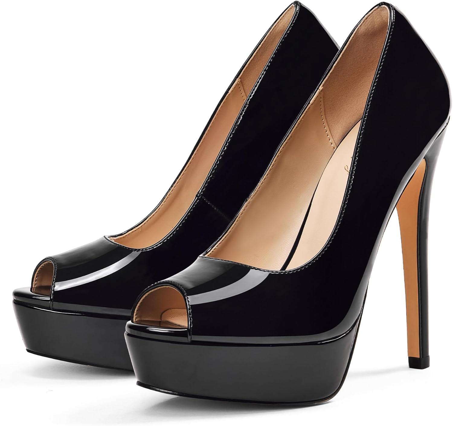 Elisabet Tang Women's Platform High Heels Pumps Shoes Peep Toe 5.5 inch Stilettos Slip On for Dress Wedding Party Prom - Image 4