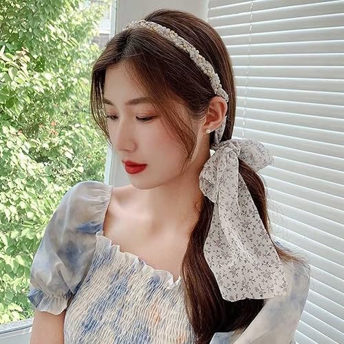 Miniatura 4 de 2 bandas de pelo retro de satén, bandas cruzadas anudadas para niñas y mujeres bohemias, accesorios de clip de tela antideslizante