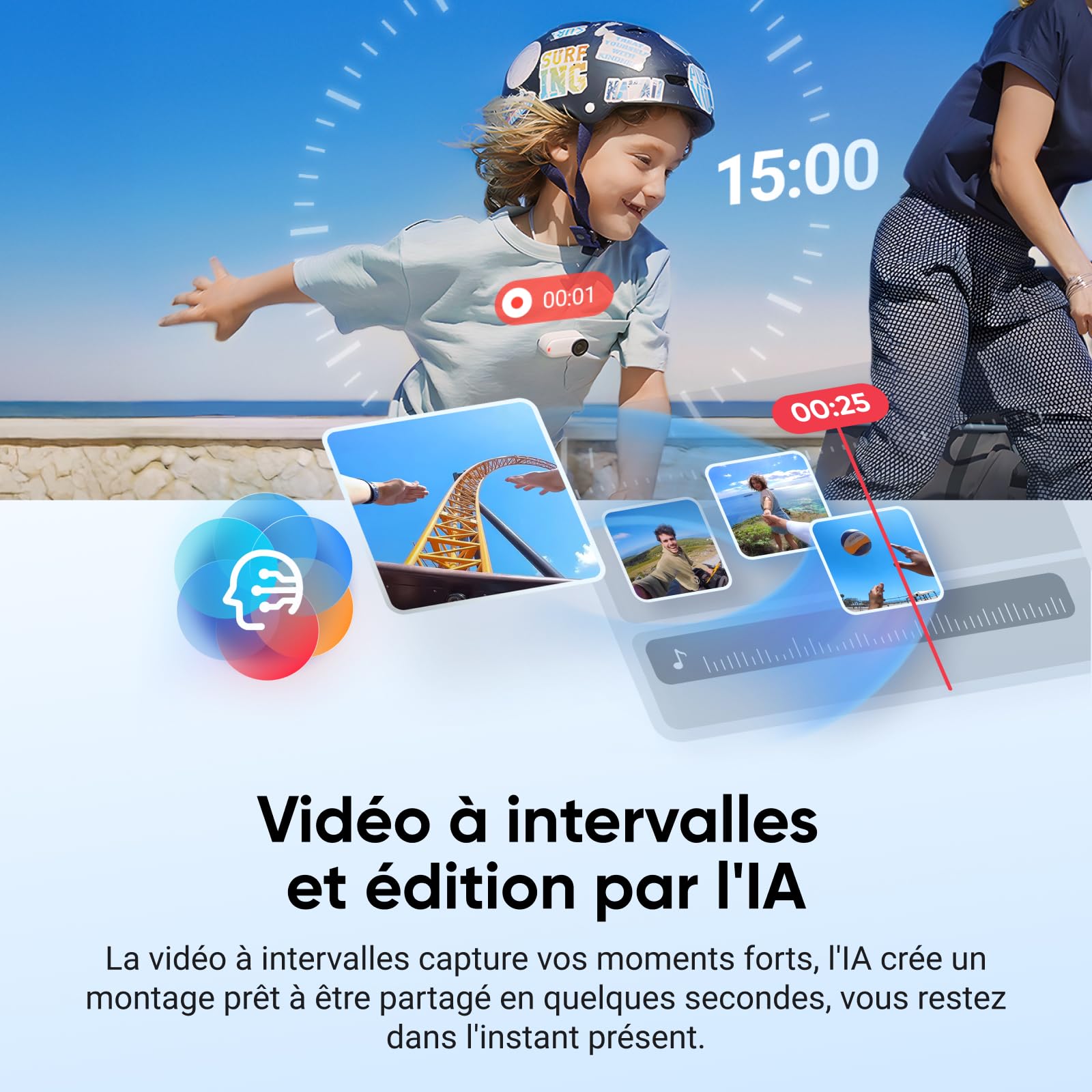 Insta360 GO 3S Noir Minuit (128GB) - Petite caméra de vlog 4K, POV Mains Libres, Montage Partout, stabilisation, 140 Min d'autonomie, étanche à 10 m, édition IA, pour Voyage, vlog