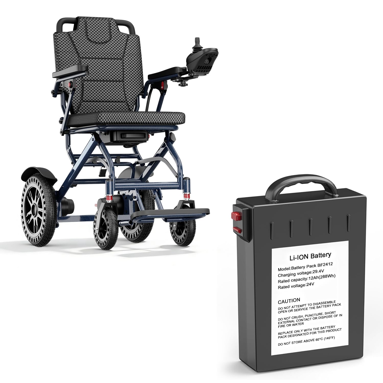 Batería de Litio de 24 V y 12 Ah para Silla de Ruedas eléctrica D14, extraíble, autonomía de hasta 20 km, 2,4 kg, Segura y Duradera