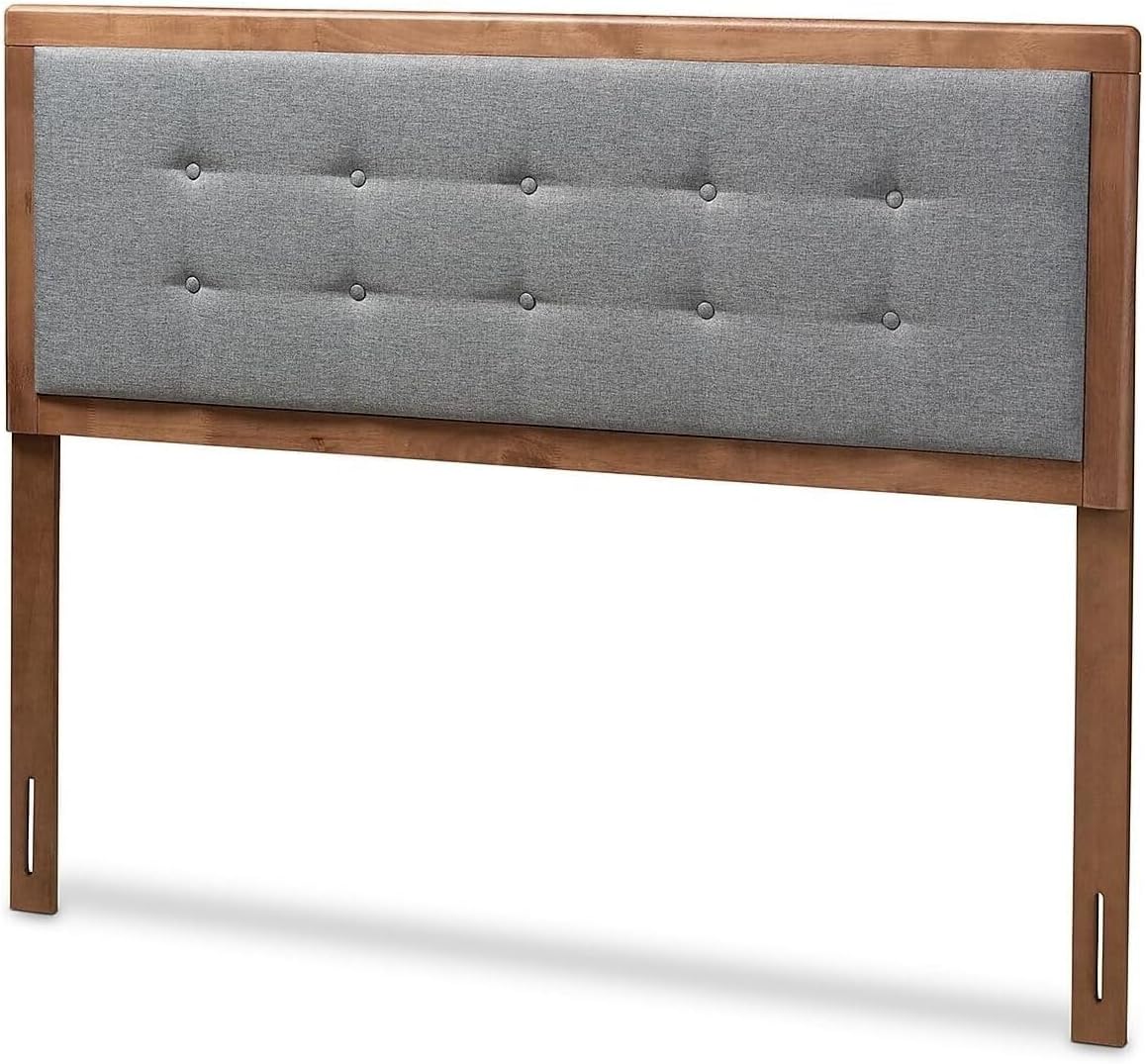 HomeStock Upholstered Headboard, Walnut Brown, Wall Mount, Mid-Century Modern Style Queen/Dark Gray