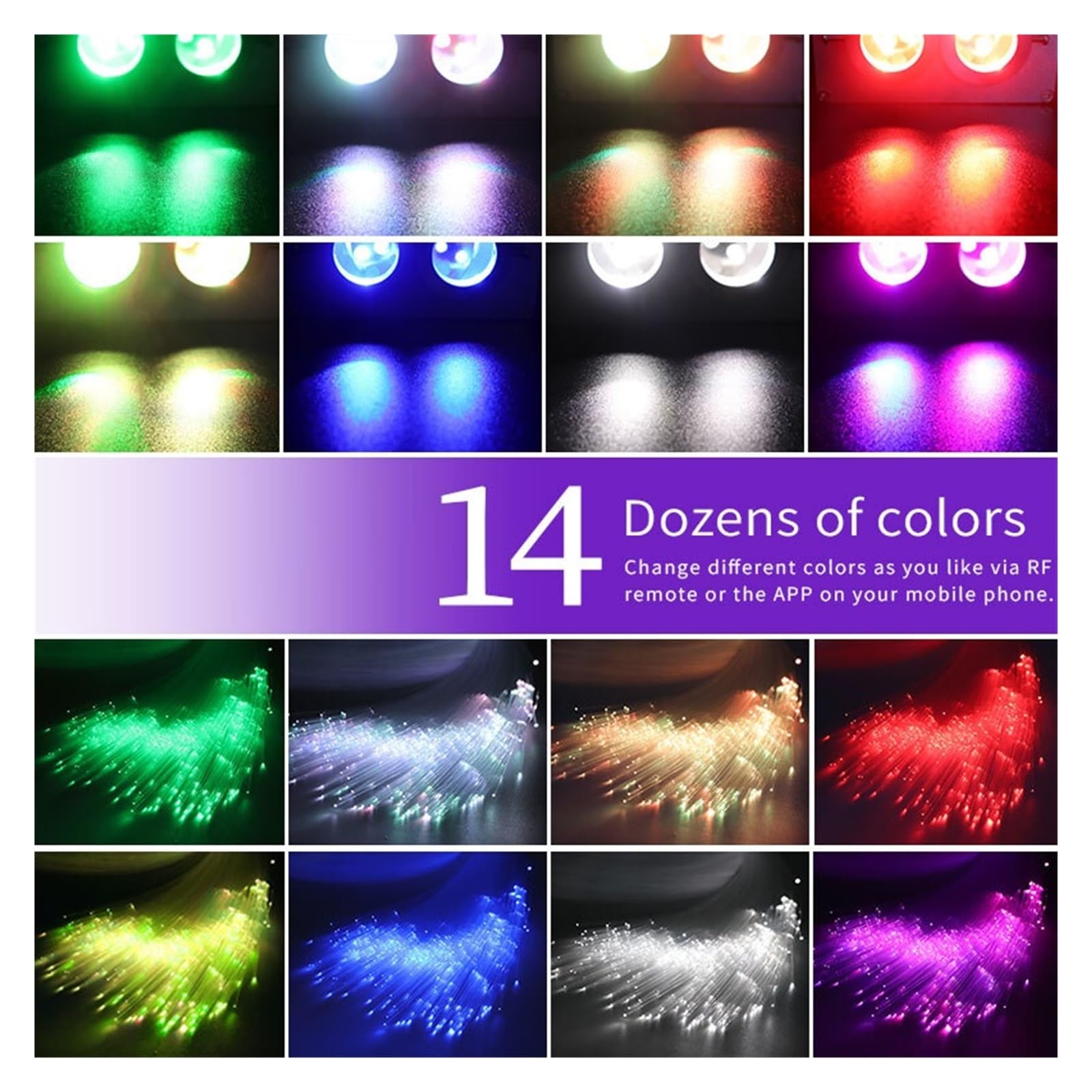 Oświetlenie Wnętrza Samochodu 16w Twinkle LED Samochód Gwiaździste Niebo Światła Dach Gwiazda Lampki Nocne Wnętrze Sufit Auta Gwiazdy Lampa Światłowodowa(550 0.75 400cm 2pcs)