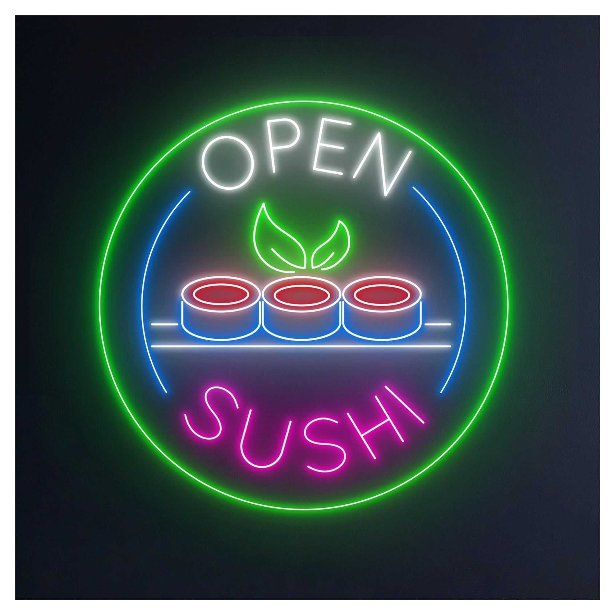 RONGCH Hanging Art Neon Signs Sushi Open Neon Sign, Suitable for Restaurant Store Wall Decor with Dimmable 50cm