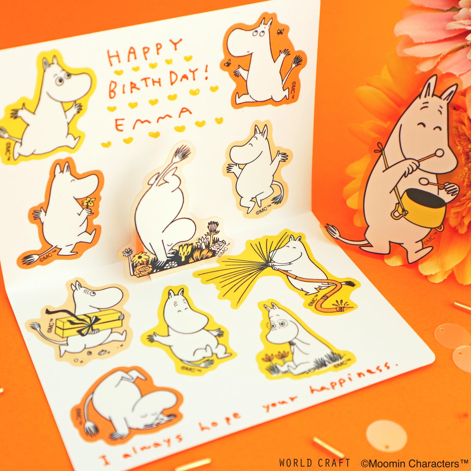 Amazon | ワールドクラフト ムーミン フレークシール フェイス HAPPY