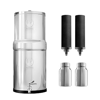 PHOENIX GRAVITY 12 Litre Paslanmaz  elik Yer ekimli Su Filtresi | NSF Sertifikal  AISI 304 | 2 Ak ll  Karbon Kartu u ve 2 Flor r Giderici Son  lem Kartu u Dahil | Elektrik veya Tesisat Gerektirmez