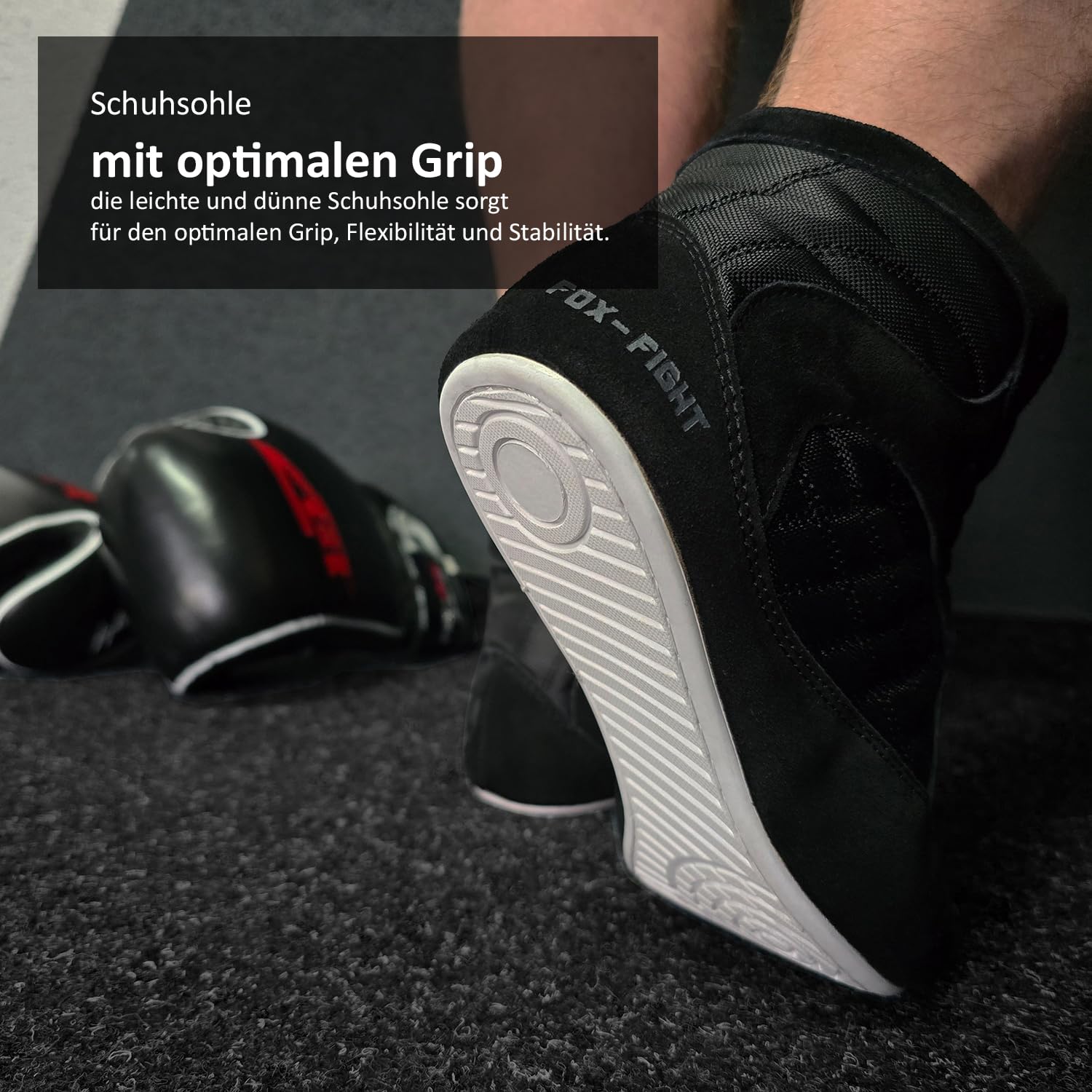 Zapatills de FOX-FIGHT para deportes de lucha, rings, fitness, color Negro, talla