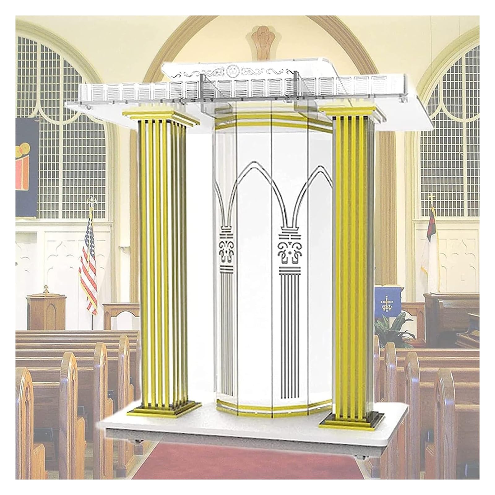 DUANHOZ Clear Acrylic Lectern Podium Stand for Church Classroom Speech Conference